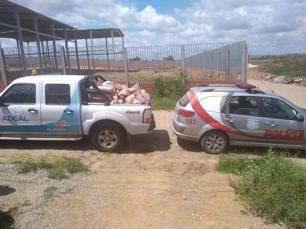 Adeal e Polícia Civil apreendem carnes em abate clandestino em Arapiraca, AL — Foto: Divulgação/Adeal
