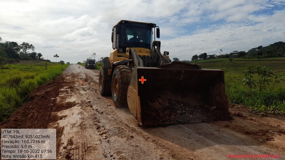No trecho, onde carreta tombou foi feita um reparo — Foto: Divulgação/Dnit 
