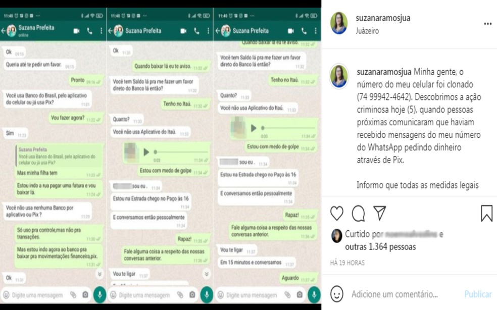 Prefeita Suzana Ramos compartilhou uma conversa no perfil do Instagram — Foto: Reprodução/Redes Sociais