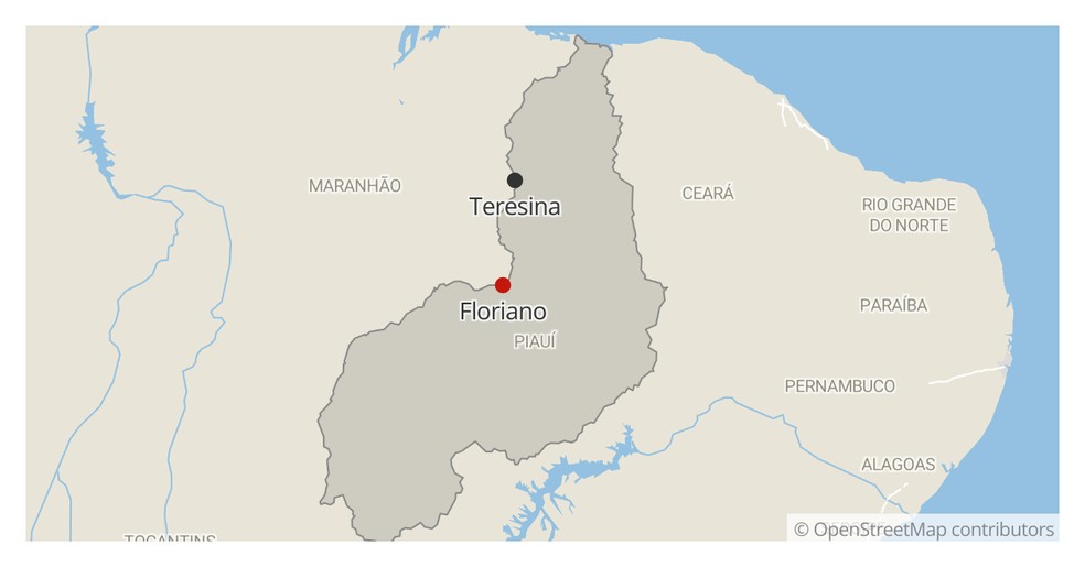 Floriano fica 244 km ao Sul de Teresina, na divisa do Piauí com o Maranhão — Foto: g1