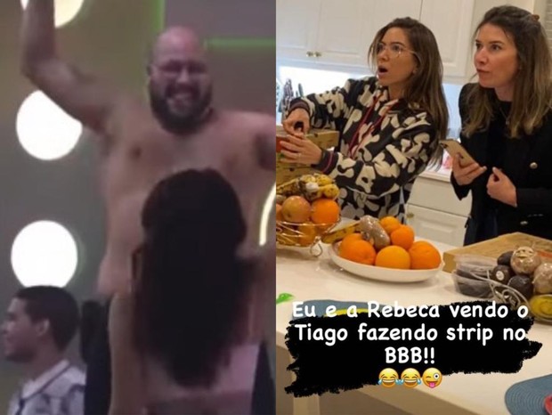 Patricia e Rebecca Abravanel se surpreendem com strip de Tiago Abravanel (Foto: Globoplay/Instagram)
