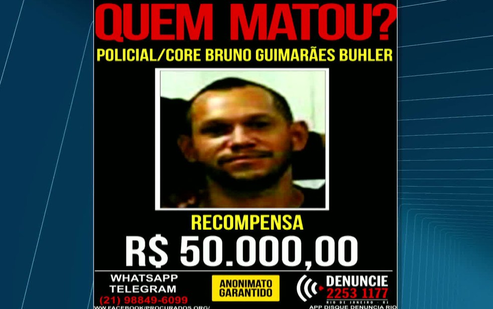 Polícia oferece R$ 50 mil de recompensa por informações de assassinos do policial Bruno Burhler (Foto: Divulgação / Disque Denúncia)