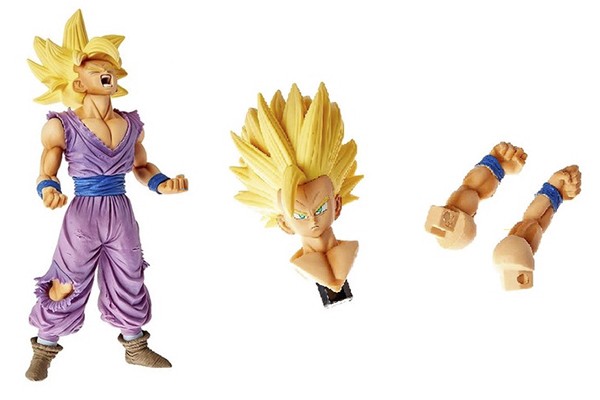 Da esquerda para a direita: figuras de ação de Goku, Broly e Gogeta (Foto: Reprodução/Amazon)