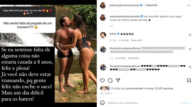 Andressa Ferreira, casada com Thammy Miranda, rebate comentário transfóbico (Foto: Reprodução/Instagram)