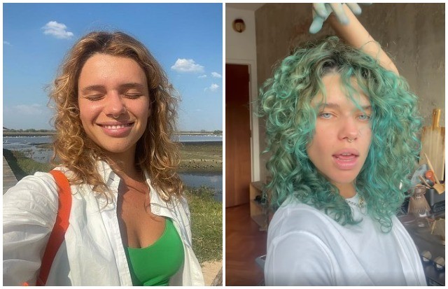 Antes e depois do visual da atriz Buna Linzemeyer (Foto: Instagram/Reprodução)