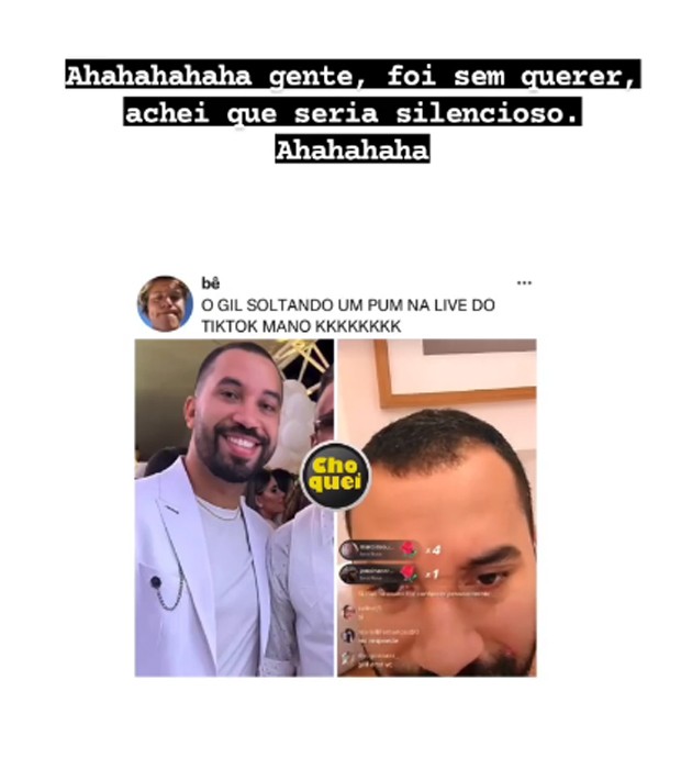 Gil do Vigor solta pum em live e se desculpa (Foto: Reprodução / Instagram)