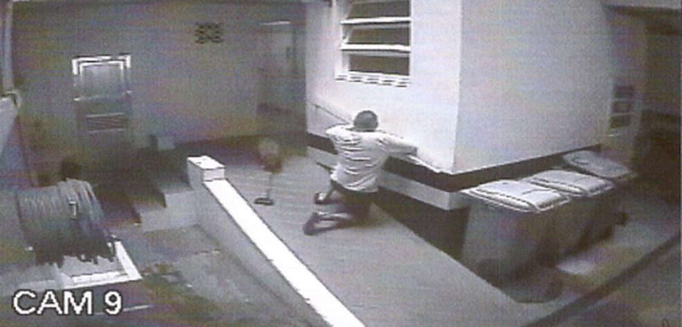 Marido de cônsul foi passear com o cachorro e chegou a cair na garagem, com dificuldades de se movimentar — Foto: Reprodução/TV Globo