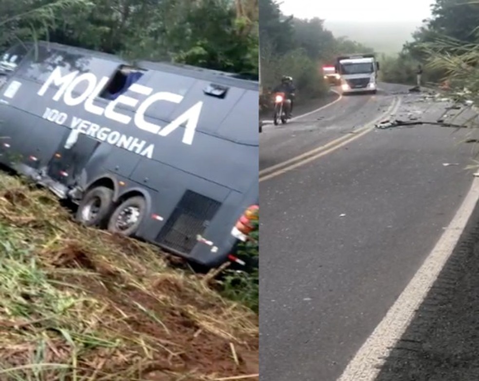 Acidente entre ambulância e ônibus da banda Moleca 100 Vergonha deixa um morto