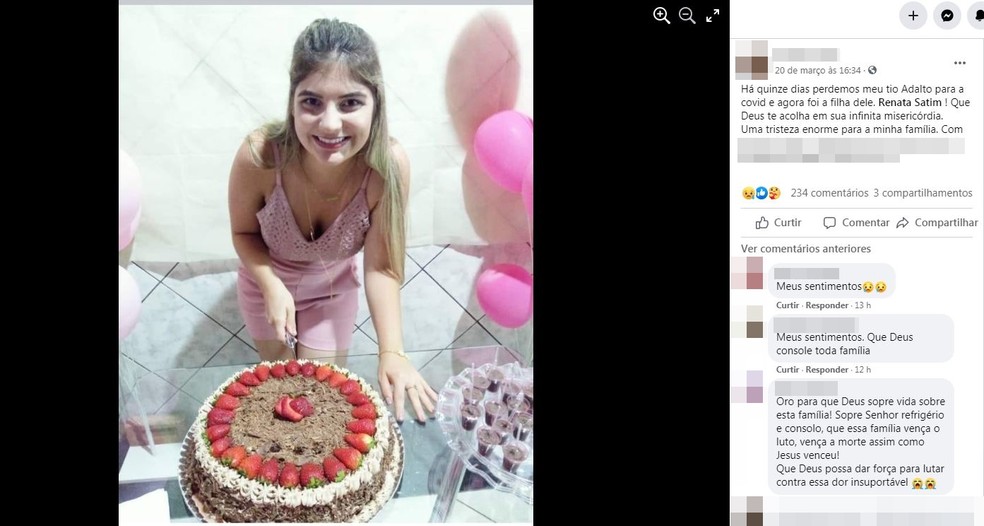 Renata Satim morreu após diagnóstico da Covid-19, em Jales (SP) — Foto: Reprodução/Facebook
