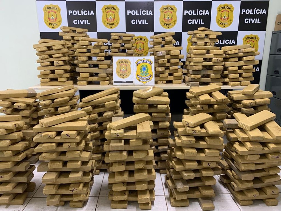 Polícia Civil do DF e PRF aprenderam 500 kg de maconha no DF — Foto: Polícia Civil do DF/Divulgação