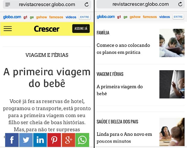 Crescer: agora ficou mais fácil acessar nosso site pelo smartphone (Foto: Crescer/ Editora Globo)
