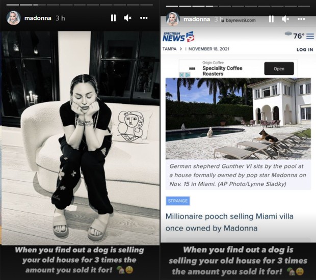 Madonna lamenta que mansão que já foi dela hoje é de um cachorro herdeiro (Foto: Reprodução/Instagram)