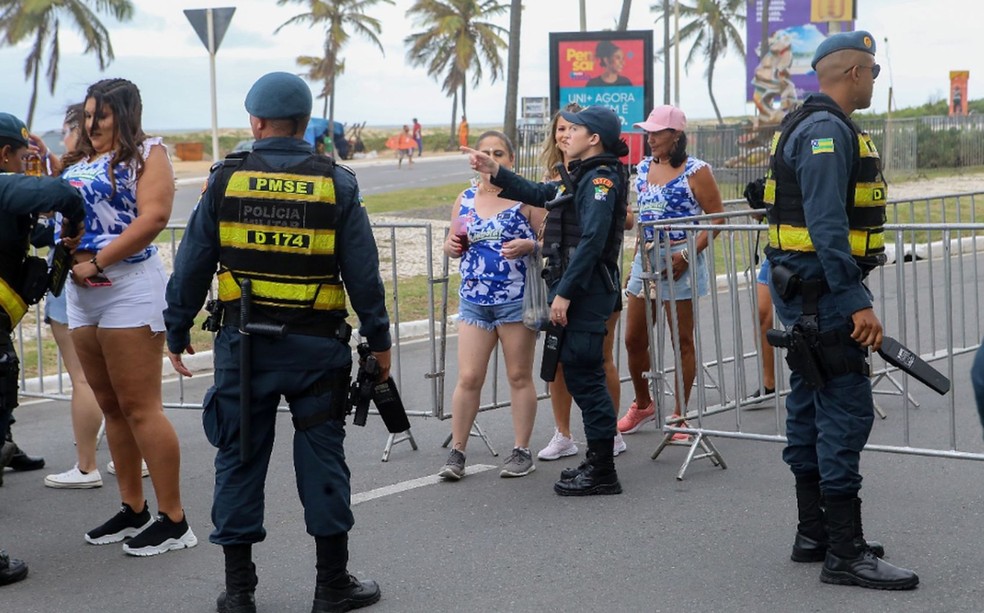 Polícia durante segurança de evento em Aracaju — Foto: SSP/SE