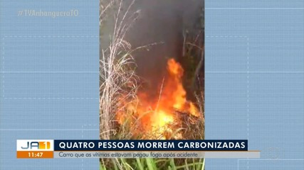 Carro bate em árvore, pega fogo e mata ocupantes carbonizados
