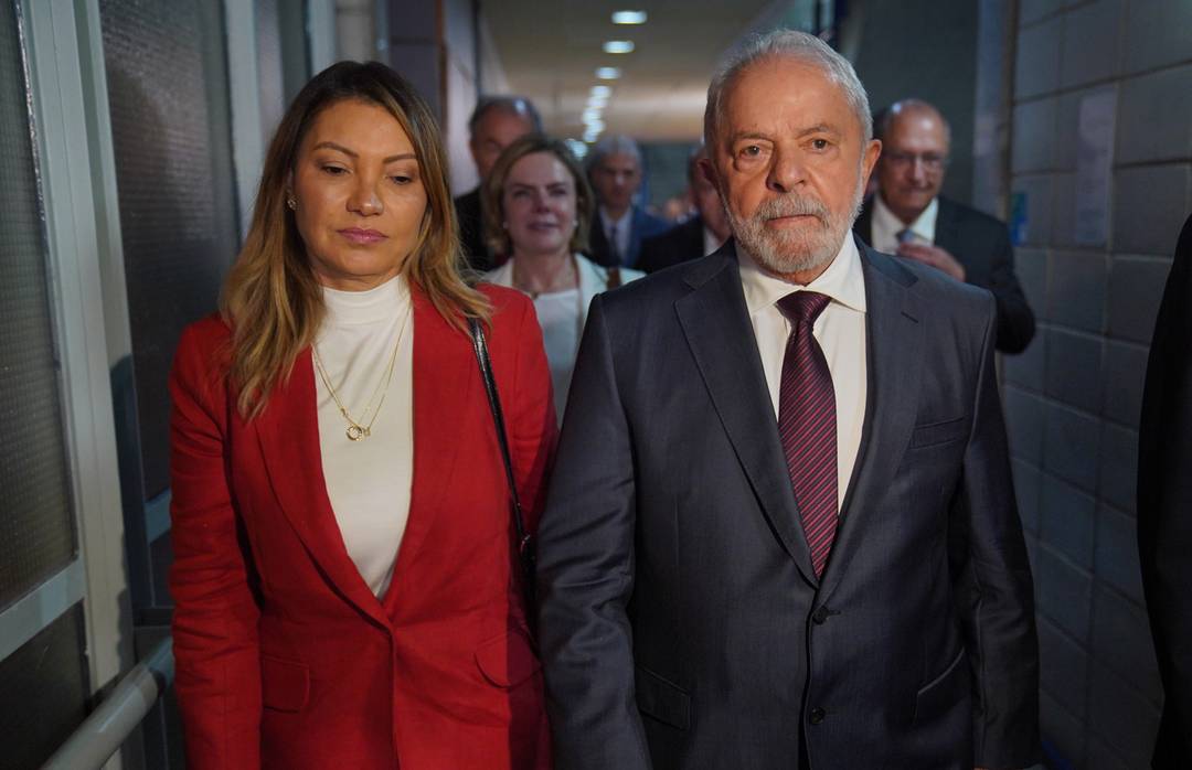 Janja e Lula nos Est&uacute;dios Globo, nesta quinta-feira (25)