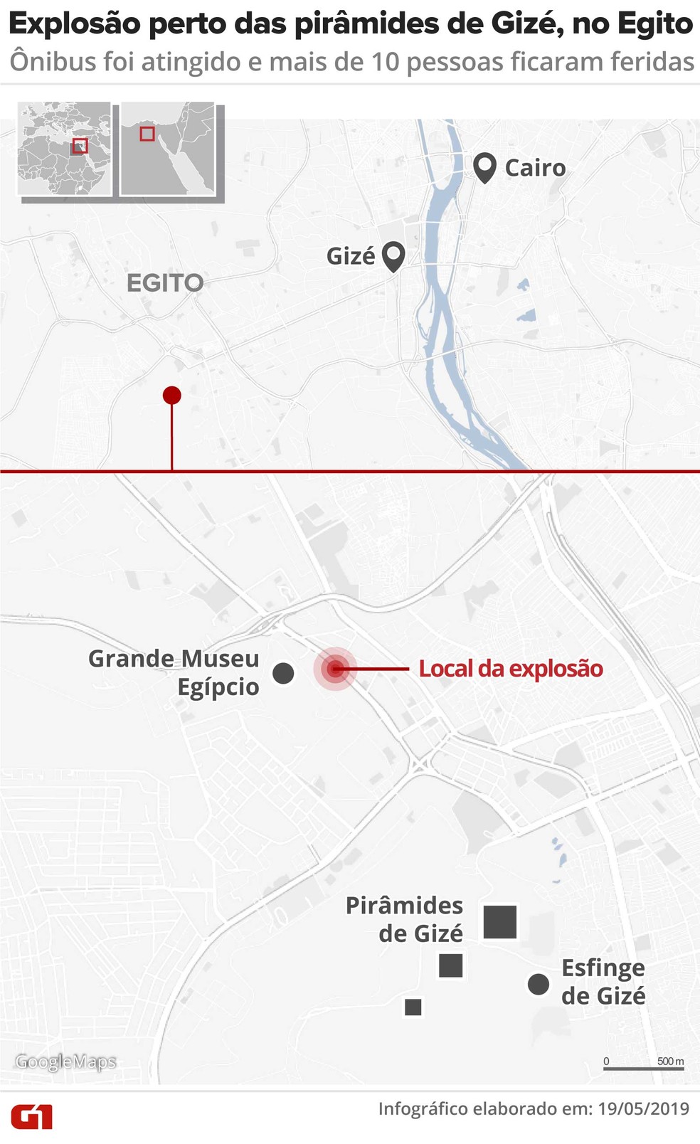 Local da explosão que atingiu ônibus na região das pirâmides — Foto: Rodrigo Sanches/G1