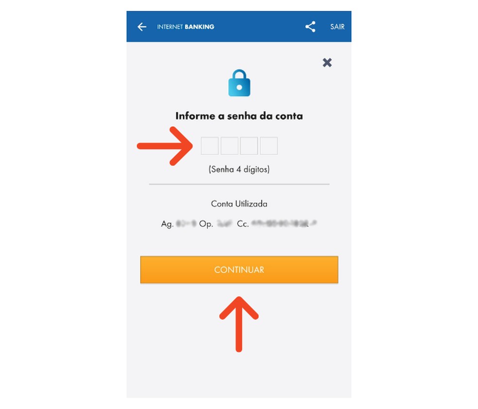 O app da Caixa pede a inserção da senha para finalizar o cadastro da chave Pix com o endereço de e-mail — Foto: Reprodução/Lívia Dâmaso