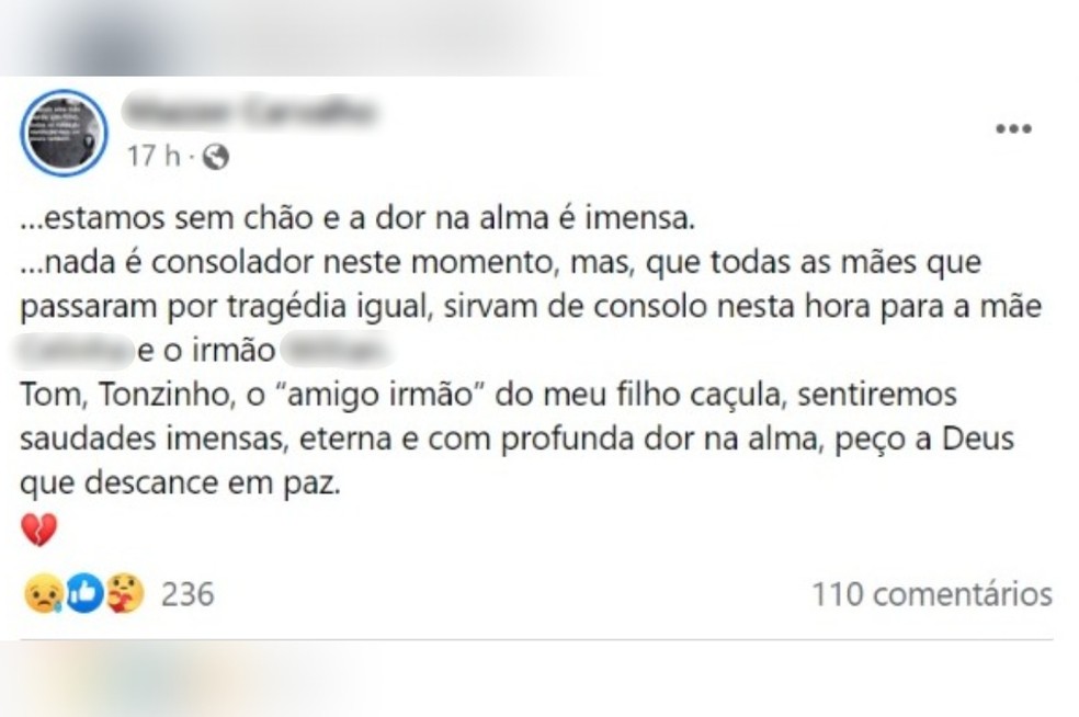 Parentes e amigos prestam homenagens para jovem morto em acidente em Pilar do Sul  — Foto: Facebook/ Reprodução 