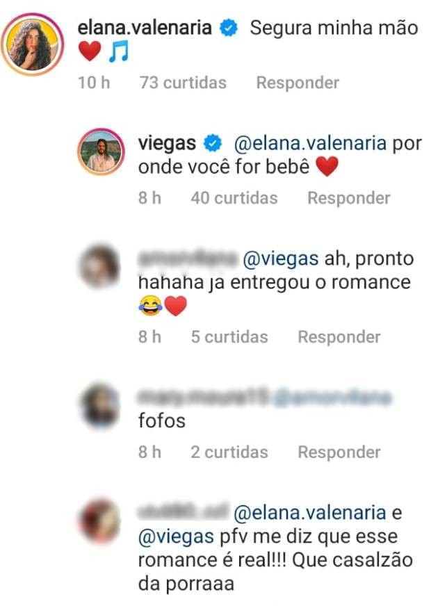 Elana e Viegas trocam mensagens (Foto: Reprodução/Instagram)
