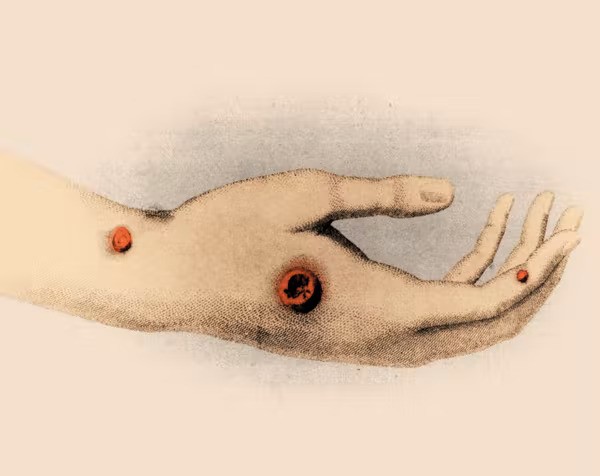 Pústulas de varíola. Imagens de História da Ciência (Foto: Reprodução/Alamy Stock Photo)