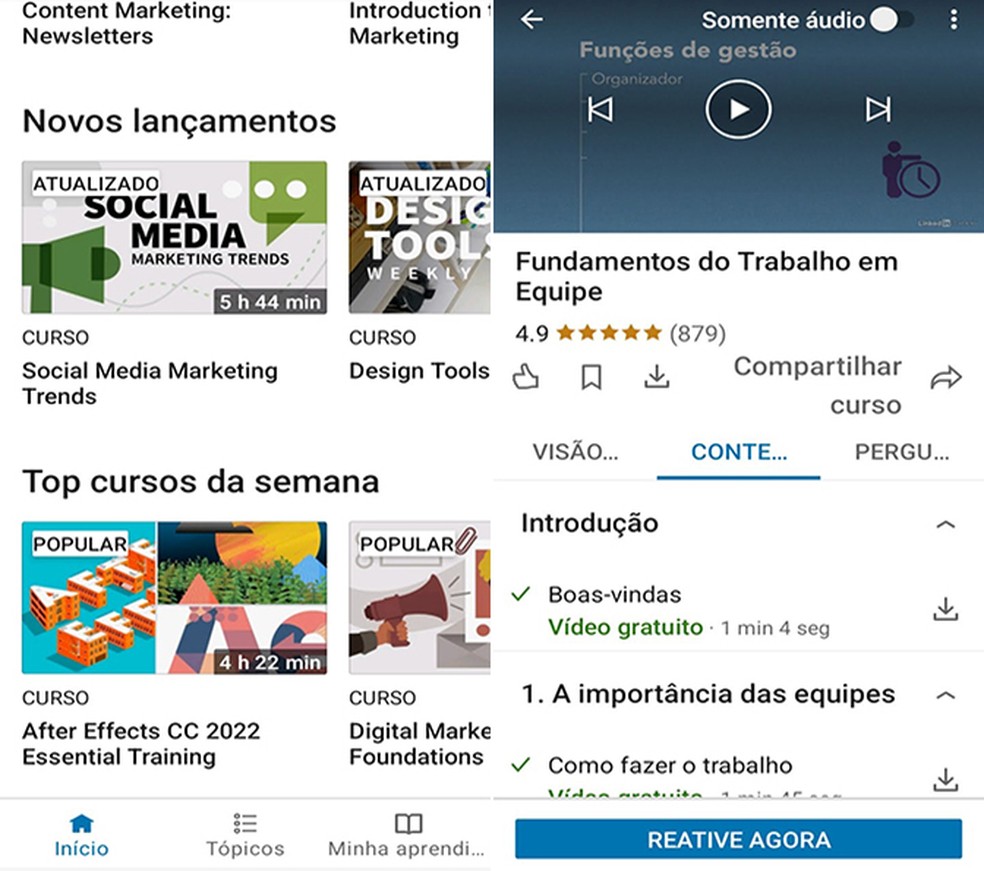 LinkedIn Learning abre cursos para serem assistidos gratuitamente com frequência — Foto: Reprodução/Flávia Fernandes