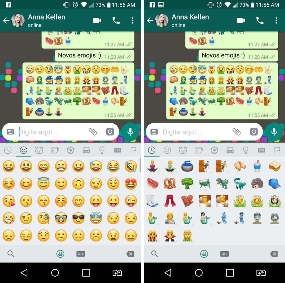 WhatsApp ganha emojis com novas expressões, fantasias, comidas e animais (Foto: Reprodução/Aline Batista)