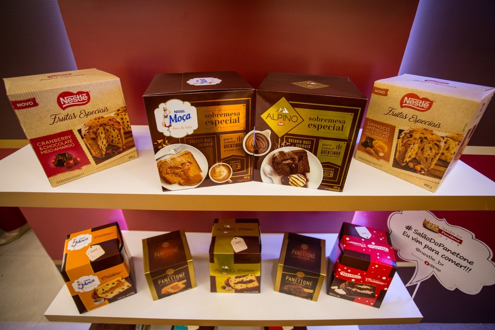 A Nestlé aposta na linha de panetones para serem consumidos aquecidos e mantém os que trazem recheios de marcas consagradas como Alpino e Prestígio — Foto: Fabio Tito/G1