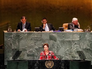 A presidente Dilma Rousseff durante discurso na Assembleia Geral da ONU (Foto: Roberto Stuckert Filho / Presidência)