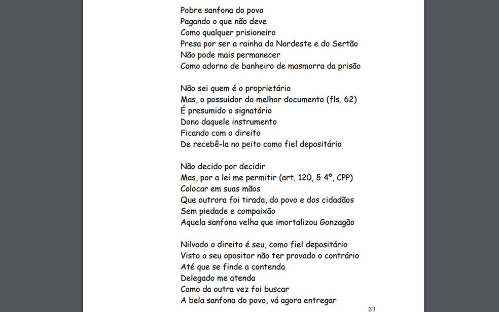 Decisão judicial concedeu instrumento para sanfoneiro da região de Senhor do Bonfim, na Bahia (Foto: Reprodução)