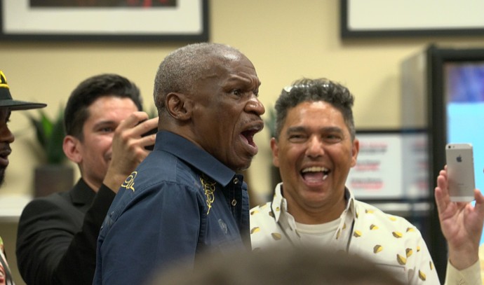 Floyd Mayweather Sr, Coletiva May-Mac, Los Angeles (Foto: Evelyn Rodrigues)