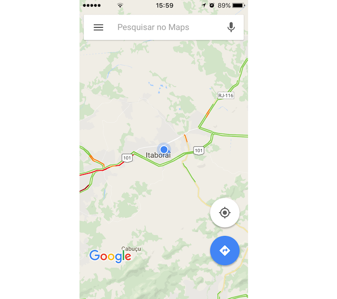 Informações sobre trânsito próximo no Google Maps para iPhone (Foto: Reprodução/Marvin Costa)