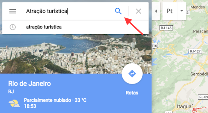 Opção para encontrar atrações turísticas em uma cidade através do Google Maps (Foto: Reprodução/Marvin Costa)