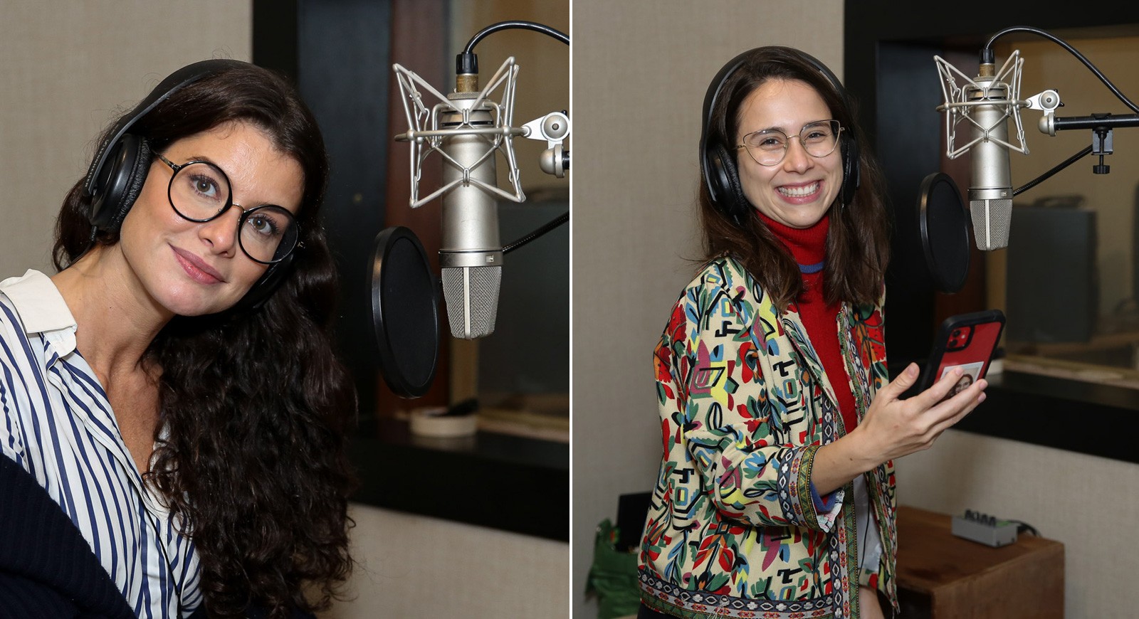 Alinne Moraes e Daphne Bozaski gravam audiobook Vini conta Branca de Neve (Foto: Roberto FIlho/Brazil News)
