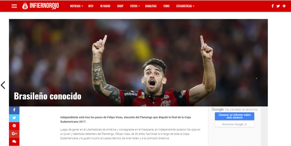 Felipe Vizeu está na mira do Independiente, diz site argentino