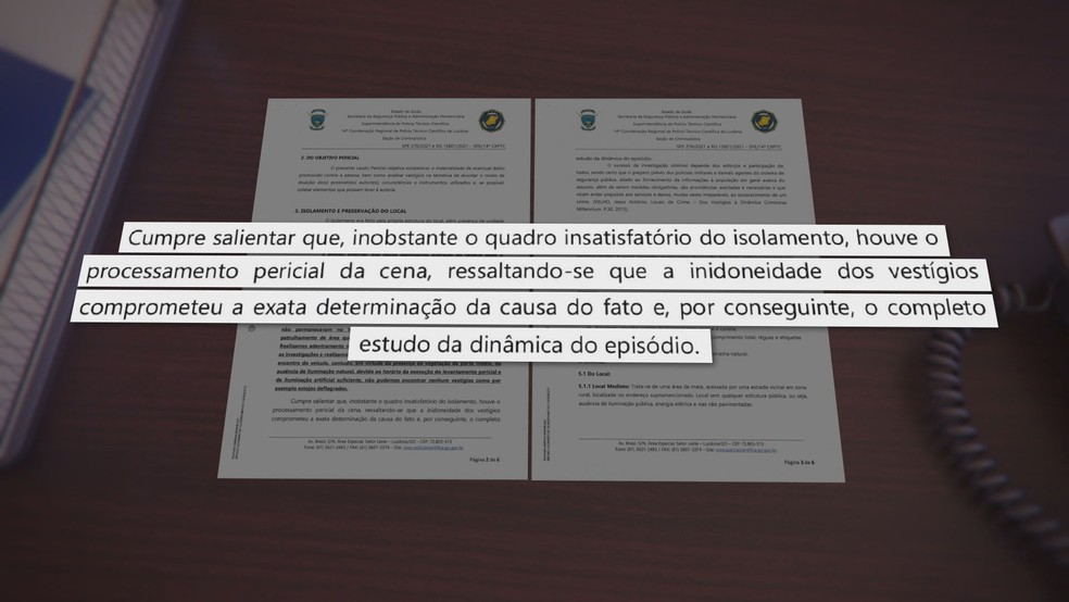 Perícia no local do suposto confronto na Cidade Ocidental (GO) constatou "quadro insatisfatório do isolamento". — Foto: Laudo pericial / reprodução
