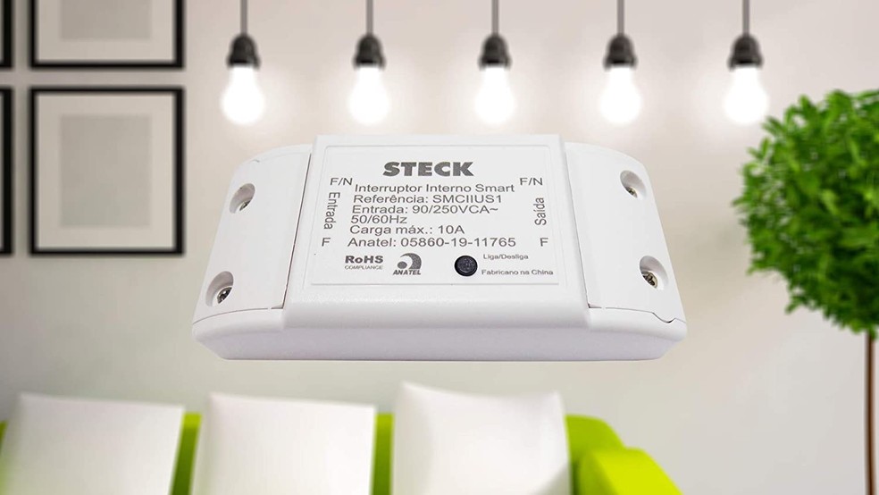 O módulo de interruptor da Smarteck pode transformar lâmpadas e interruptores tradicionais em dispositivos inteligentes — Foto: Divulgação/Smarteck