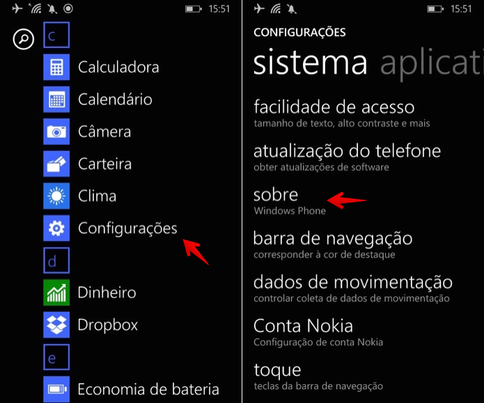 Acesse as configura??es do Windows Phone (Foto: Reprodu??o/Helito Bijora) 