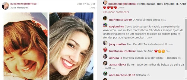 Xuxa parabeniza Sasha pelos 17 anos (Foto: Reprodução/Instagram)