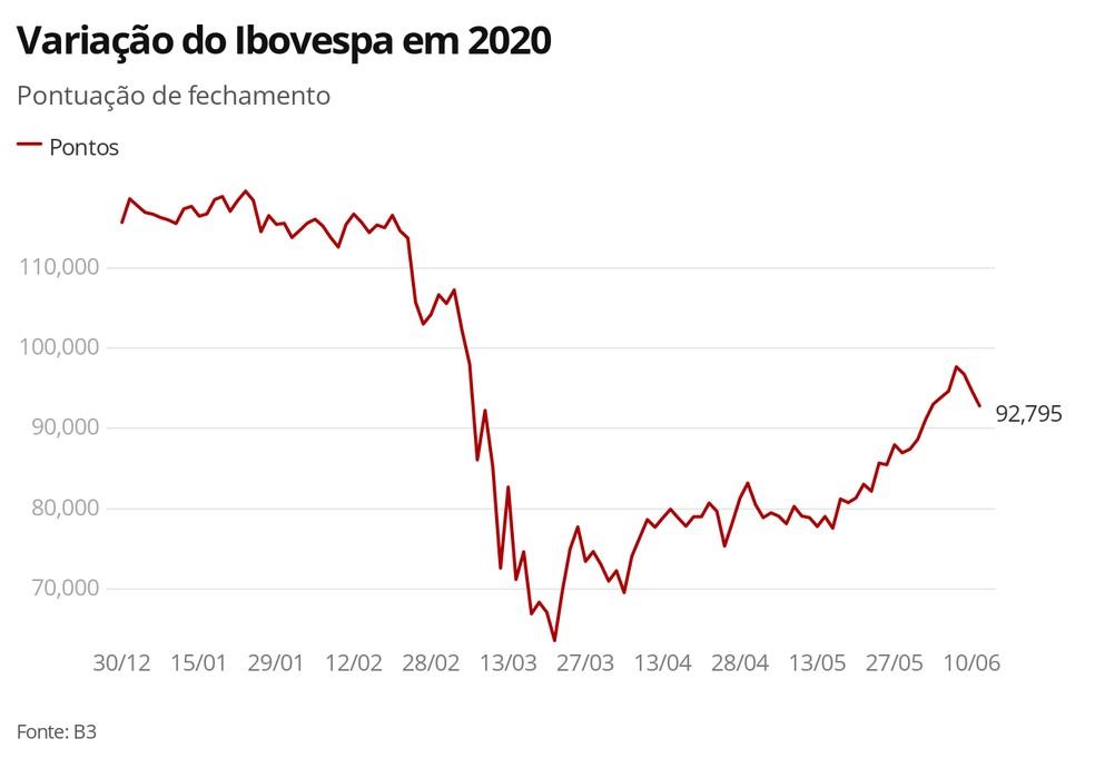 Variação do Ibovespa em 2020 — Foto: G1 Economia