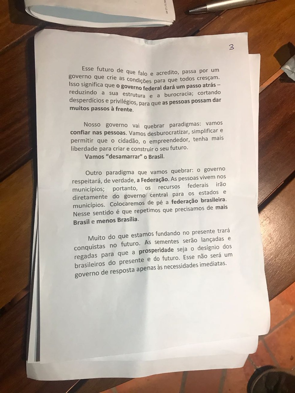 Discurso de Bolsonaro - página 3 — Foto: Reprodução