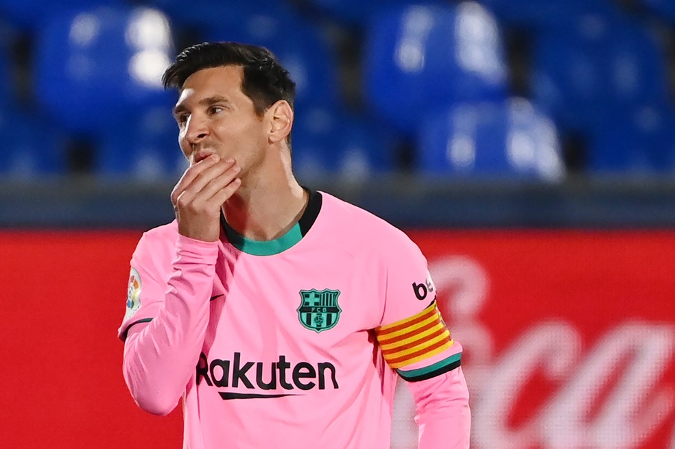 Messi lamenta derrota para o Getafe: argentino não tem conseguido decidir jogos a favor do Barcelona — Foto: AFP
