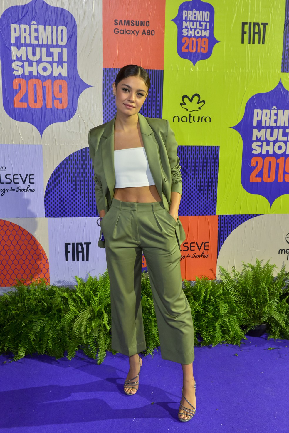 Sophie Charlotte escolheu conjunto de blazer e calça pantacourt verde top branco por baixo — Foto: Fabio Cordeiro/Gshow
