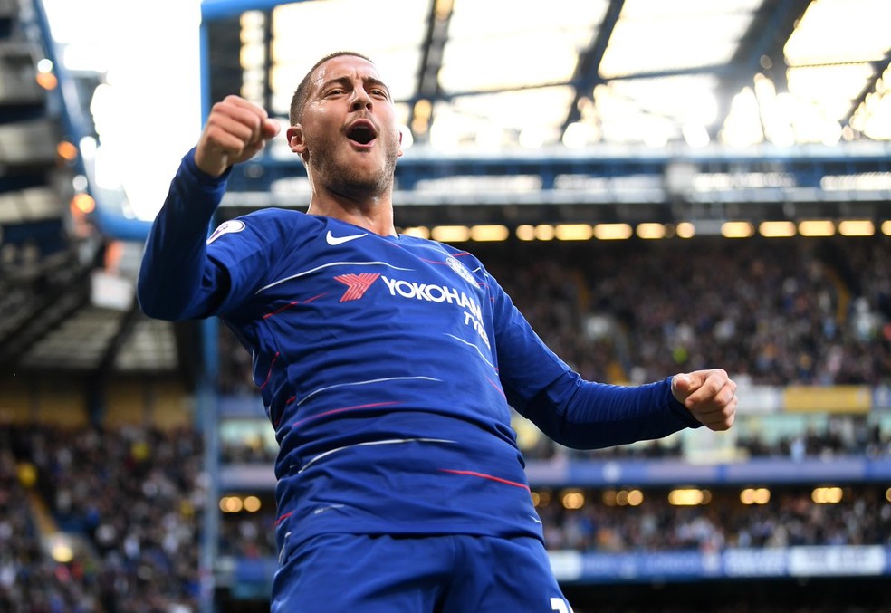 Hazard comemora gol pelo Chelsea  â Foto: ReproduÃ§Ã£o / Twitter