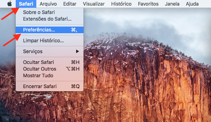 Acessando as preferências do Safari no Mac OS (Foto: Reprodução/Marvin Costa)