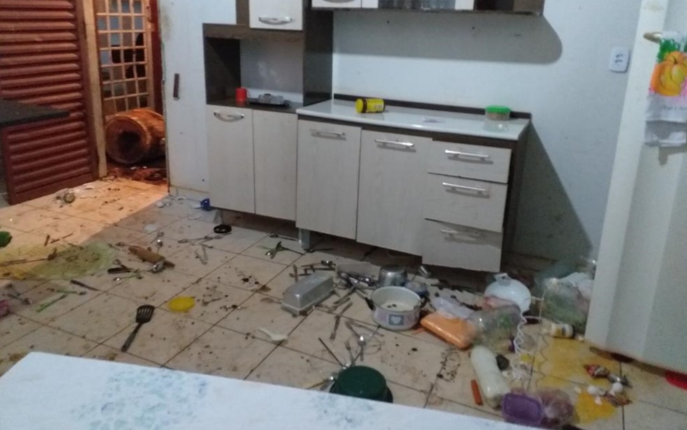 Casa ficou completamente revirada; mulher foi presa — Foto: Polícia Civil/Divulgação