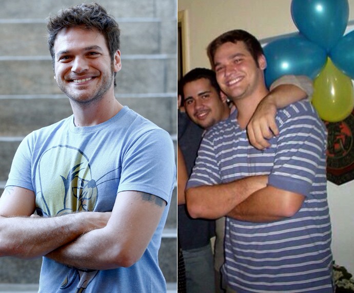 Antes e depois! Emilio Dantas abre o baú e mostra imagem do tempo em que pesava mais de 100kg (Foto: Raphael Dias/Gshow/Arquivo pessoal)