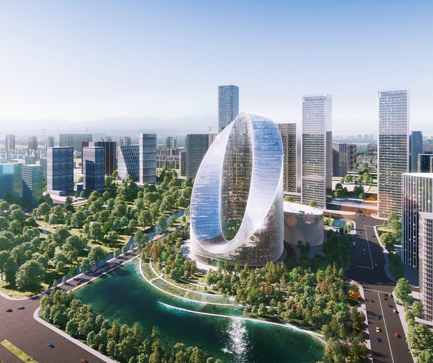 Estúdio revela detalhes de arranha-céu sustentável com formato inusitado na China (Foto: Divulgação)
