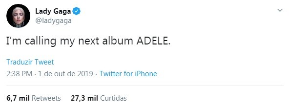 Tweet Adele (Foto: Reprodução)