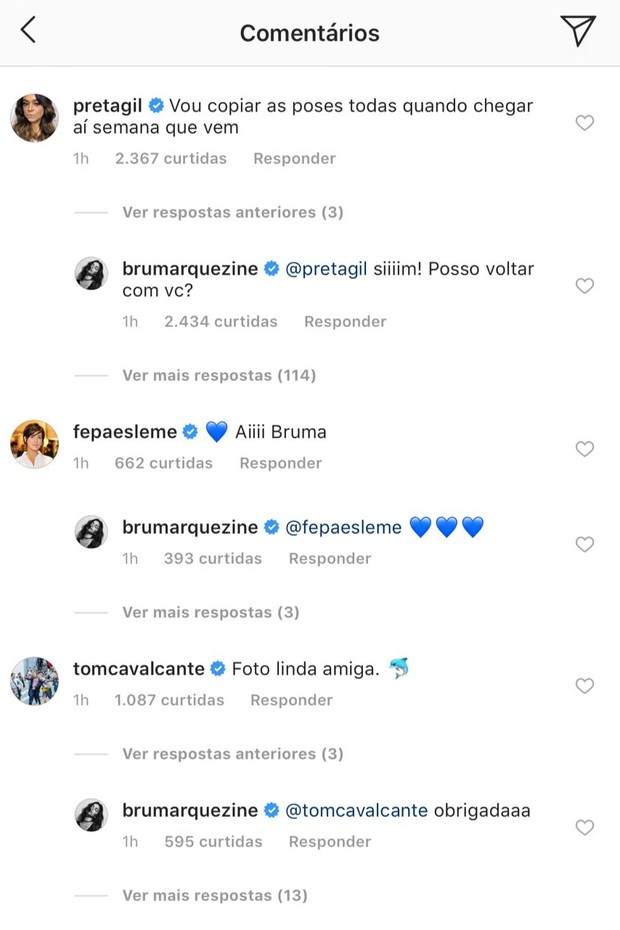 Comentários na foto de Bruna Marquezine (Foto: Reprodução/Instagram)