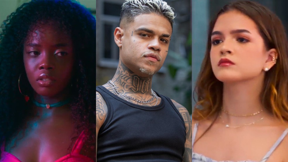 Kate, Hugo e Guiga vão ter embate no baile funk, na novela Vai na Fé — Foto: Globo